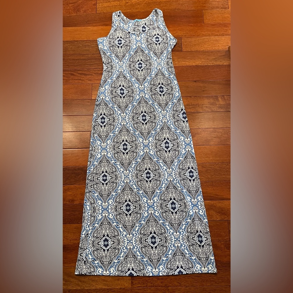 J. McLaughlin blue patterned maxi dress